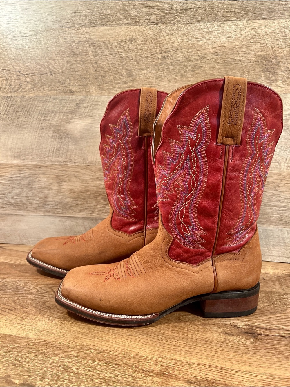 Dan Post Jada Square Toe Western Boots. DP4633 Brown/Red Size 10